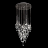100131-7 Fine Art Lighting Mayu 32.75"W Round Tall Pendant with Midnight Steel Finish