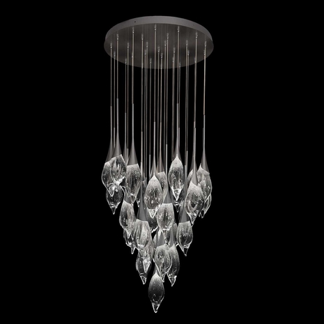 100131-7 Fine Art Lighting Mayu 32.75"W Round Tall Pendant with Midnight Steel Finish