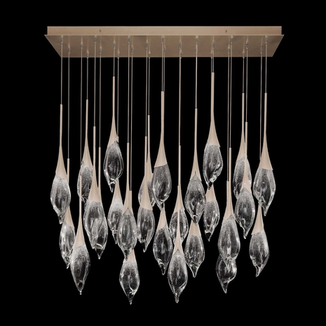 100132-6 Fine Art Lighting Mayu 54"W Rectangular Tall Pendant with Champagne Finish