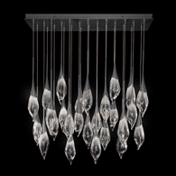 100132-7 Fine Art Lighting Mayu 54"W Rectangular Tall Pendant with Midnight Steel Finish
