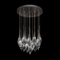 100145-7 Fine Art Lighting Mayu 32.75"W Round Low Pendant with Midnight Steel Finish