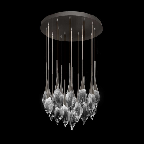 100145-7 Fine Art Lighting Mayu 32.75"W Round Low Pendant with Midnight Steel Finish
