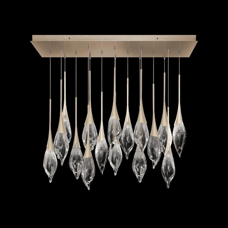 100146-6 Fine Art Lighting Mayu 54"W Rectangular Low Pendant with Champagne Finish