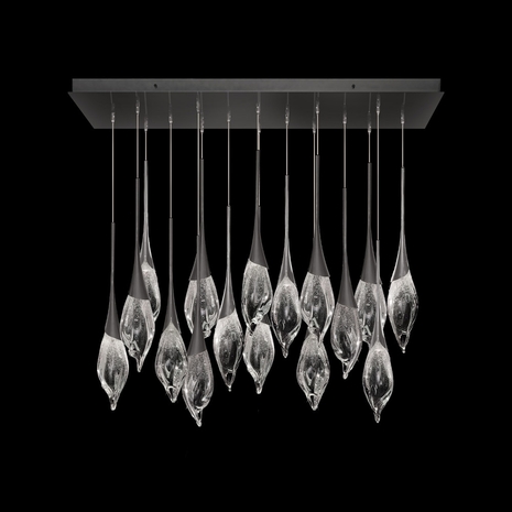 100146-7 Fine Art Lighting Mayu 54"W Rectangular Low Pendant with Midnight Steel Finish