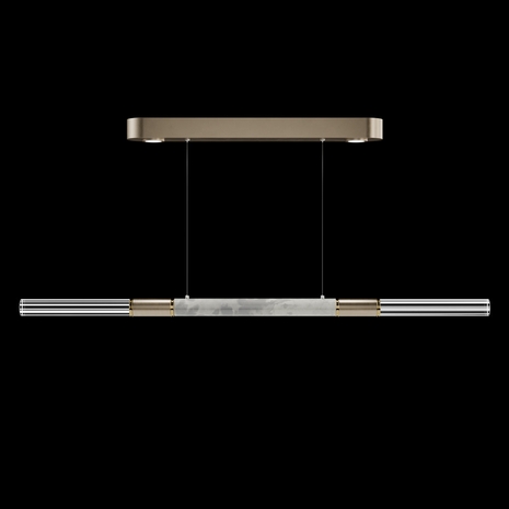 100149-512 Fine Art Lighting Antonia 62"W Linear Pendant with Soft Gold Leaf/Brass/Smoke Finish