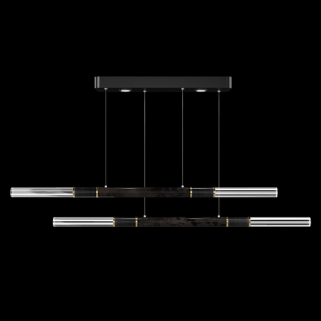 100150-111 Fine Art Lighting Antonia 71"W Linear Pendant with Black/Brass/Charcoal Finish