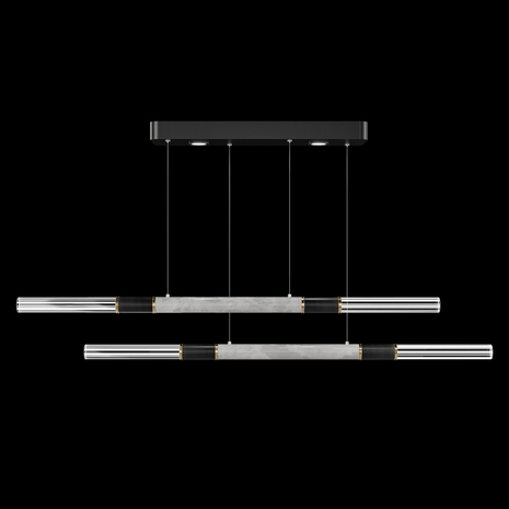 100150-112 Fine Art Lighting Antonia 71"W Linear Pendant with Black/Brass/Smoke Finish