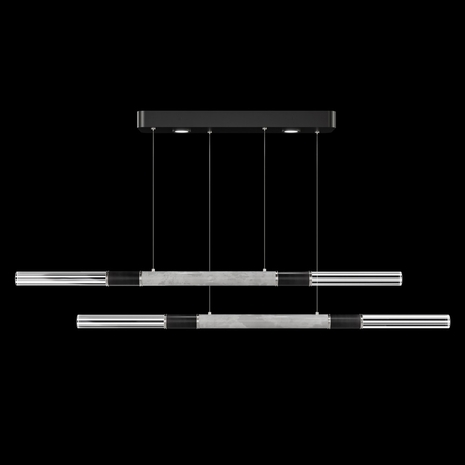 100150-122 Fine Art Lighting Antonia 71"W Linear Pendant with Black/Nickel/Smoke Finish