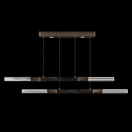 100150-211 Fine Art Lighting Antonia 71"W Linear Pendant with Bronze/Brass/Charcoal Finish