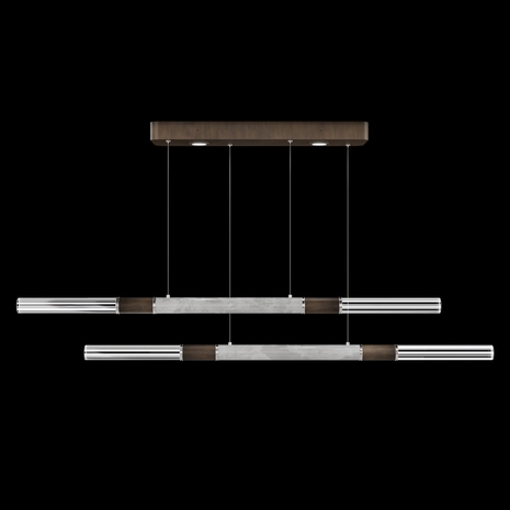 100150-222 Fine Art Lighting Antonia 71"W Linear Pendant with Bronze/Nickel/Smoke Finish
