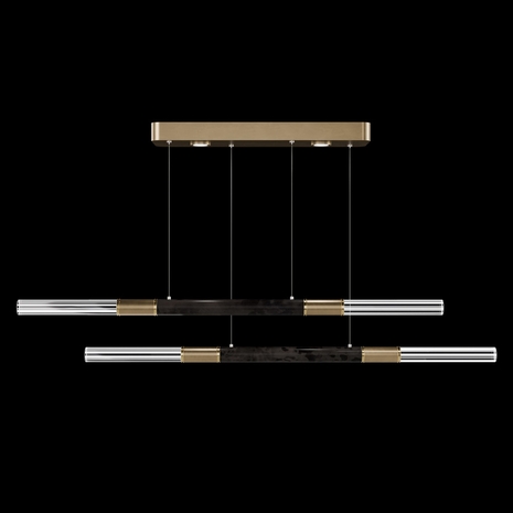 100150-311 Fine Art Lighting Antonia 71"W Linear Pendant with Gold Leaf/Brass/Charcoal Finish