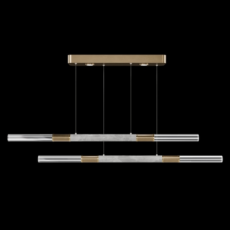 100150-312 Fine Art Lighting Antonia 71"W Linear Pendant with Gold Leaf/Brass/Smoke Finish