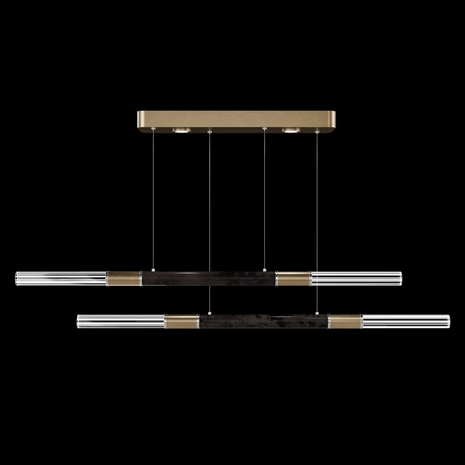 100150-321 Fine Art Lighting Antonia 71"W Linear Pendant with Gold Leaf/Nickel/Charcoal Finish