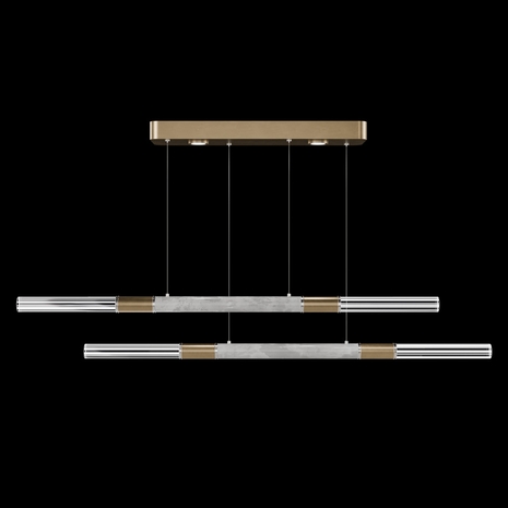 100150-322 Fine Art Lighting Antonia 71"W Linear Pendant with Gold Leaf/Nickel/Smoke Finish