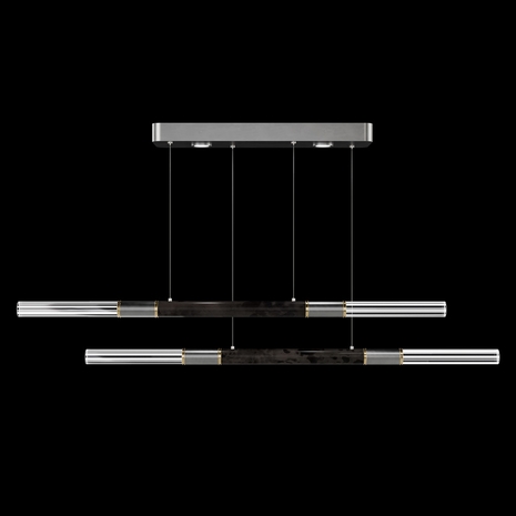100150-411 Fine Art Lighting Antonia 71"W Linear Pendant with Silver Leaf/Brass/Charcoal Finish