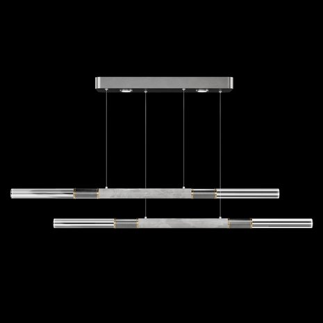 100150-412 Fine Art Lighting Antonia 71"W Linear Pendant with Silver Leaf/Brass/Smoke Finish