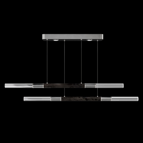 100150-421 Fine Art Lighting Antonia 71"W Linear Pendant with Silver Leaf/Nickel/Charcoal Finish