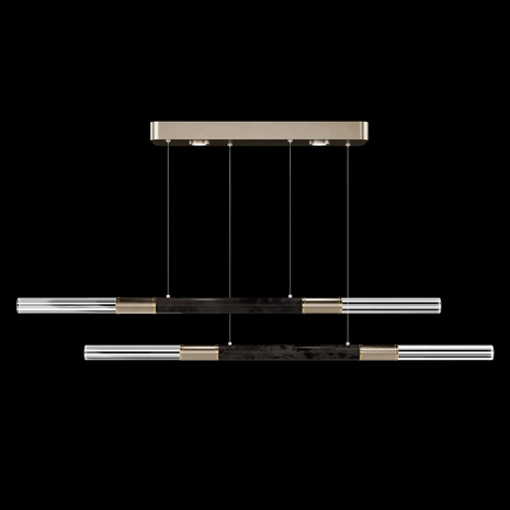 100150-511 Fine Art Lighting Antonia 71"W Linear Pendant with Soft Gold Leaf/Brass/Charcoal Finish