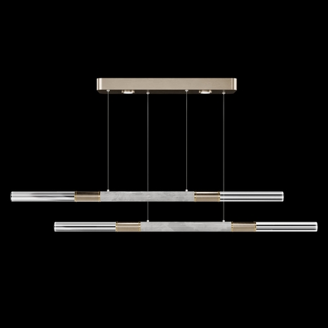 100150-512 Fine Art Lighting Antonia 71"W Linear Pendant with Soft Gold Leaf/Brass/Smoke Finish