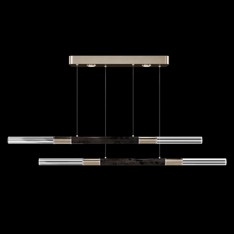 100150-521 Fine Art Lighting Antonia 71"W Linear Pendant with Soft Gold Leaf/Nickel/Charcoal Finish