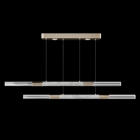 100150-522 Fine Art Lighting Antonia 71"W Linear Pendant with Soft Gold Leaf/Nickel/Smoke Finish