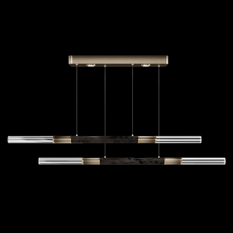 100150-611 Fine Art Lighting Antonia 71"W Linear Pendant with Ombre Bronze/Brass/Charcoal Finish