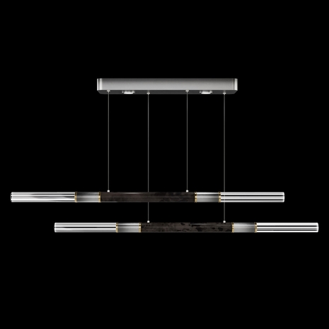 100150-711 Fine Art Lighting Antonia 71"W Linear Pendant with Ombre Silver/Brass/Charcoal Finish