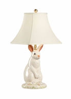 10165 Wildwood 29in. Porcelain Dignified Rabbit Lamp with Silkette Shade and Hand Decorated Finish