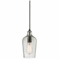 10331/1CLR ELK Lighting Hammered Glass 1-Light Mini Pendant In Oiled Bronze With Hammered Clear Glass