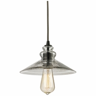 10332/1 ELK Lighting Hammered Glass 1-Light Mini Pendant In Oiled Bronze With Hammered Clear Glass
