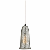 10431/1HME ELK Lighting Hammered Glass 1-Light Mini Pendant in Oiled Bronze with Hammered Mercury Glass