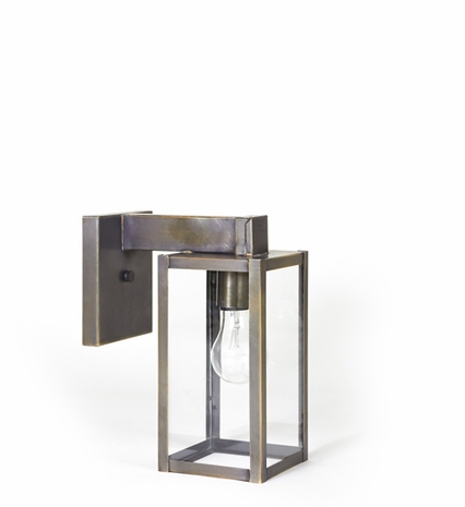 10517  Northeast Lantern Uptown Small Wall Light in Antique or Dark Brass with Medium Base Socket and Clear or Seedy Glass