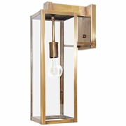 10527  Northeast Lantern Uptown Small Wall Light in Antique or Dark Brass with Medium Base Socket and Clear or Seedy Glass