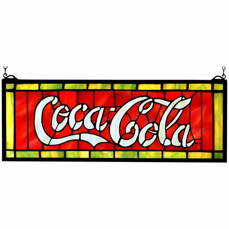 106206 Meyda 28"W X 10"H Coca-Cola Stained Glass Window