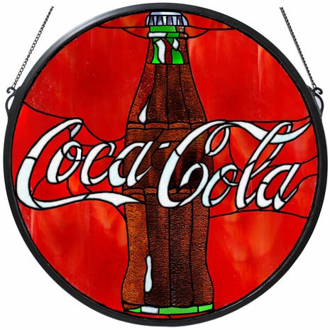 106226 Meyda 21"W X 21"H Coca-Cola Button Stained Glass Window