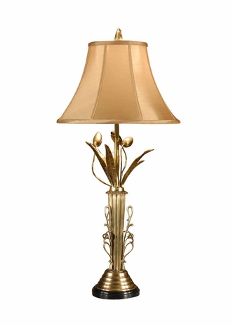 1072 Wildwood Lamps Brass Tulips Lamp with Antique Patina on Solid Brass