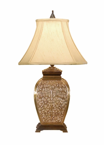 1077 Wildwood Lamps Kashmir Tea Box Lamp with Antique Bronze Patina on Hand Hammered Solid Brass