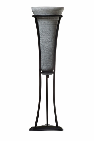 1079-ASL-3008 Thumprints Lighting Shades of Grey Short Torchiere Hand-Painted Blown Glass with Black Iron Stand