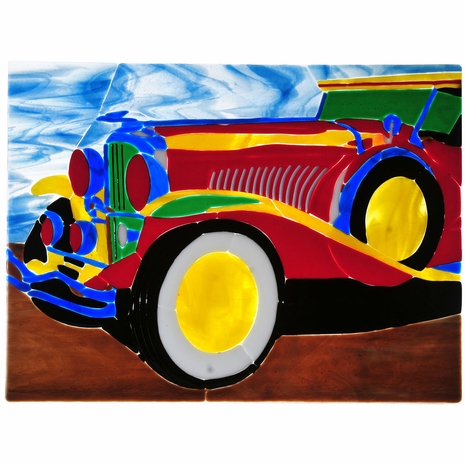 108123 Meyda Tiffany 18"W X 13.75"H Metro Fusion Duesenberg Window