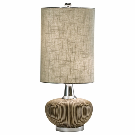 1082-ASL-2046 Thumprints Sahara Table Lamp - Natural with Nickel Accents Finish and Natural Linen Hardback with Nickel Trim Shade