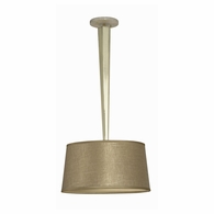1101-ASL-2065 Thumprints Citrine- Pendant  Metal and Travertine Pendant Light in Brass with Gold Linen Hardback with Acrylic Diffuser Shade
