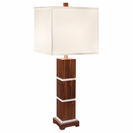 1105-ASL-2069 Thumprints Bali Table Lamp in Satin with Brushed Nickel Accents with White Silk Hardback Shade