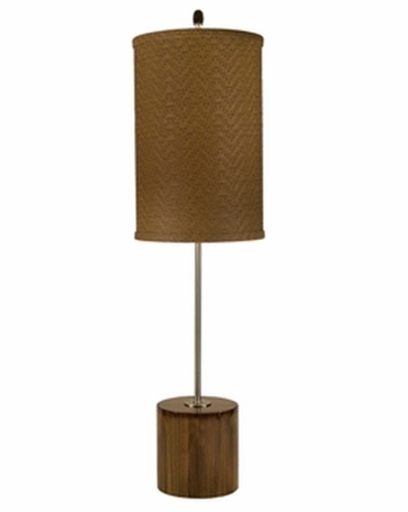 1107-ASL-2071 Thumprints Acacia Table Lamp - Gloss with Brushed Nickel Accents Finish and Faux Leather White Patterned Cotton Blend Hardback Shade