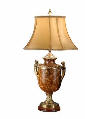 1119 Wildwood Lamps Marbelized Urn Lamp with Faux Marble - Antique Patina Cast Brass