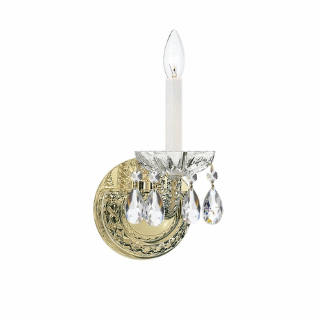 1121-PB-CL-MWP Crystorama Traditional Crystal 1 Light Hand Cut Crystal Polished Brass Sconce