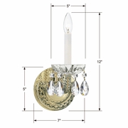 1121-PB-CL-MWP Crystorama Traditional Crystal 1 Light Hand Cut Crystal Polished Brass Sconce