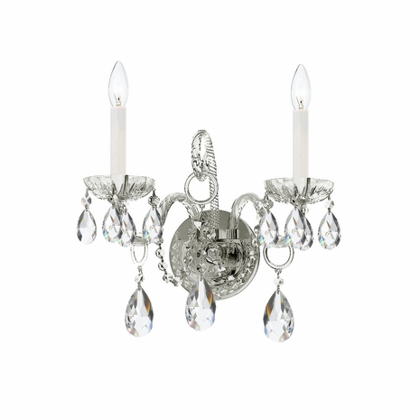 1122-CH-CL-SAQ Crystorama Traditional Crystal 2 Light Spectra Crystal Polished Chrome Sconce