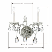 1122-CH-CL-SAQ Crystorama Traditional Crystal 2 Light Spectra Crystal Polished Chrome Sconce