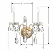 1122-PB-CL-MWP Crystorama Traditional Crystal 2 Light Hand Cut Crystal Polished Brass Sconce