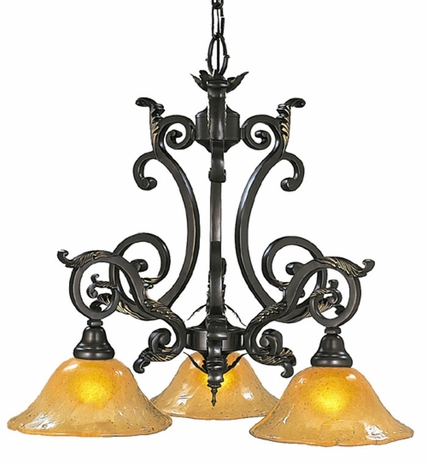 1128 Framburg Lighting Palazzo Three-Light Down Chandelier in Mahogany Bronze